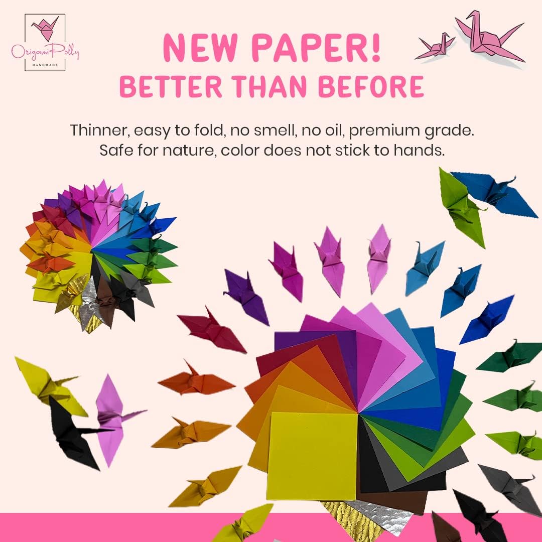 100 papeles de origami de doble cara, papel de color de 3 x 3 pulgadas, papel suave, cuadrado, fácil de plegar, para papel plegable, grúas de