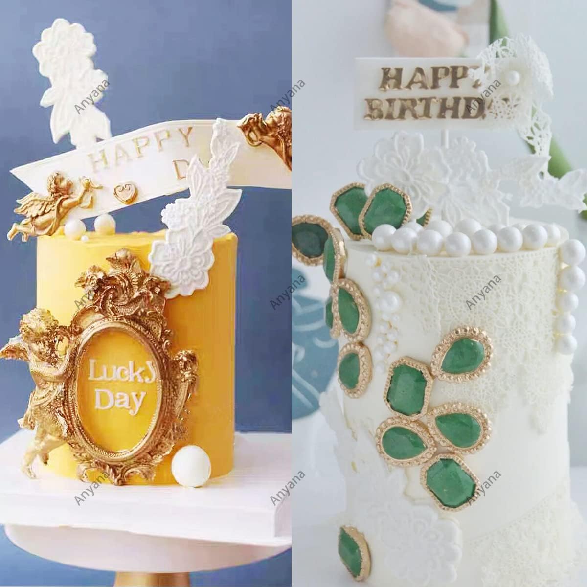 Anyana 2 unids Vintage flor vid azúcar encaje silicona fondant impresión molde pastel decoración herramientas Sugarcraft glaseado chocolate medallón