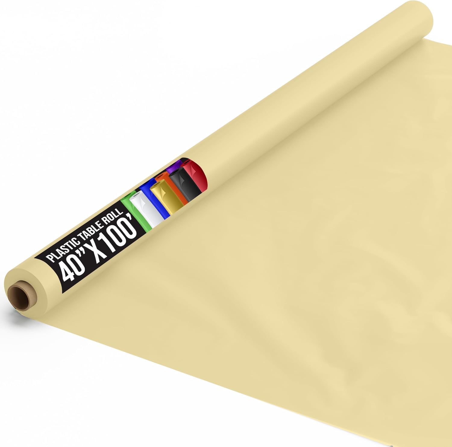 Rollo de plástico para cubierta de mesa para banquetes, COMINHKPR05936, Amarillo claro, 1