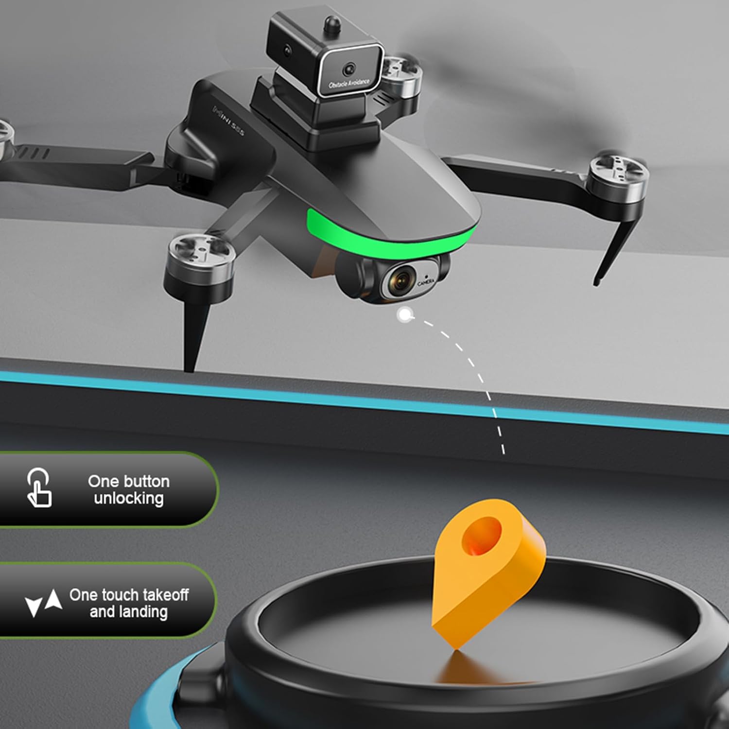 Dron con cámara gran angular para adultos y niños, 4K HD plegable control remoto Quadcopter Drone Altitude Hold Juguetes de control remoto regalos