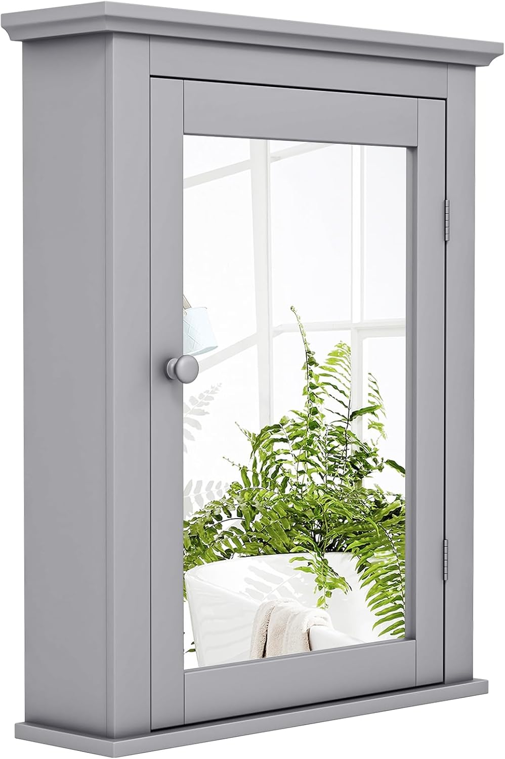 Safeplus Botiquín gris con espejo, almacenamiento ajustable montado en la pared para baño, sala de estar, dormitorio, entrada y cocina