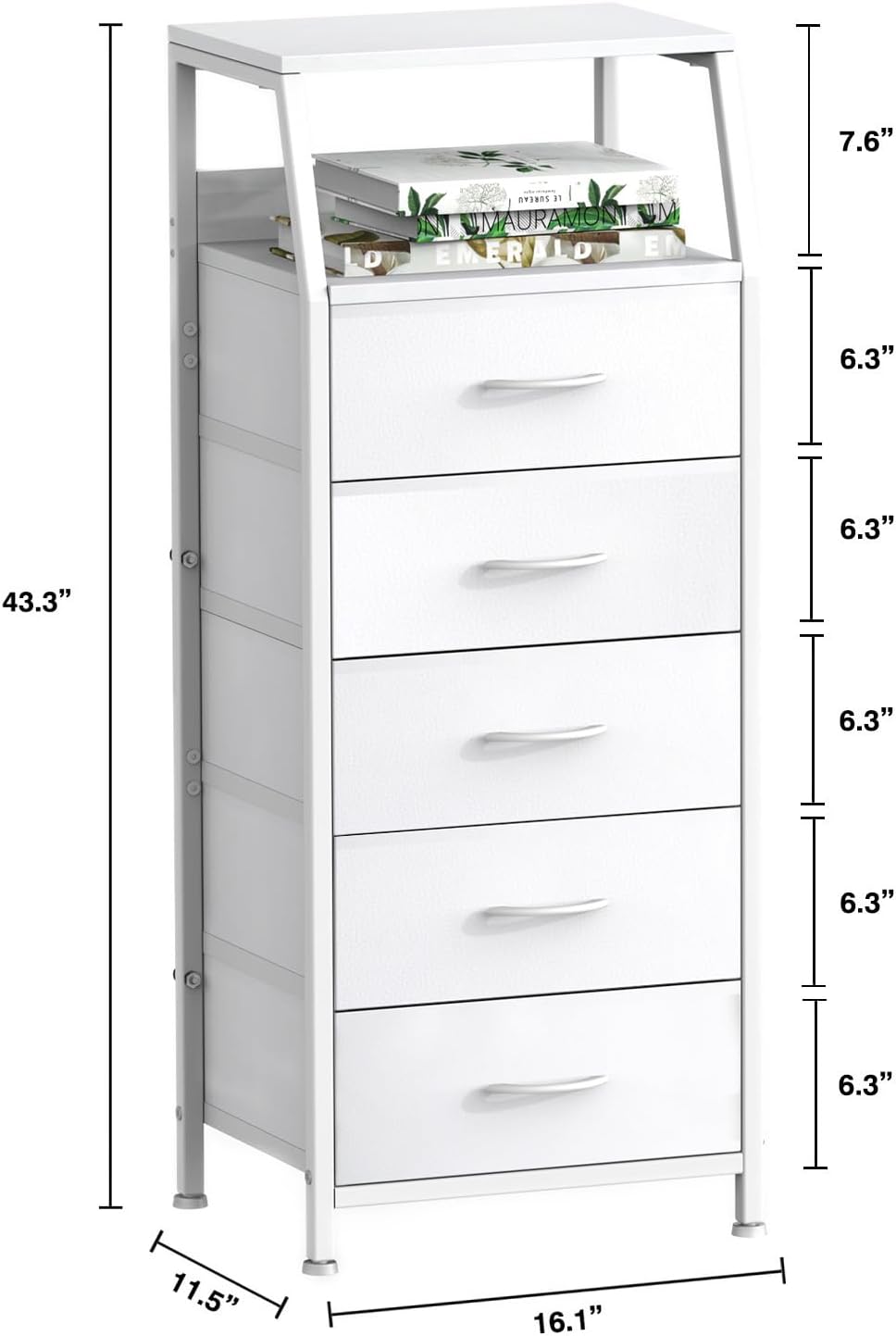 Cómoda con 4 cajones, torre de almacenamiento de tela para dormitorio, cajones de almacenamiento de ropa blanca, organizador vertical de armario