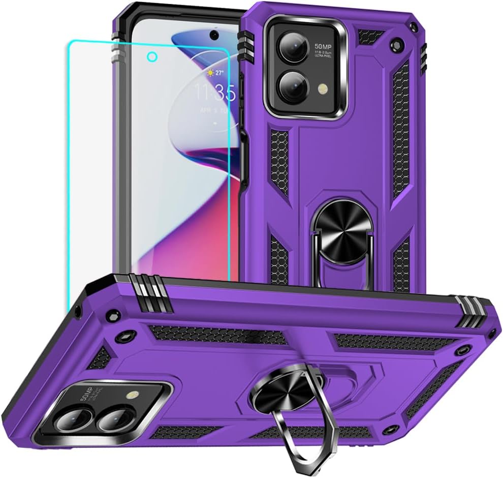 Funda para Moto G Stylus 5G 2023, Motorola G Stylus 5G 2023 con protector de pantalla HD, fundas protectoras de grado militar con anillo para Moto G