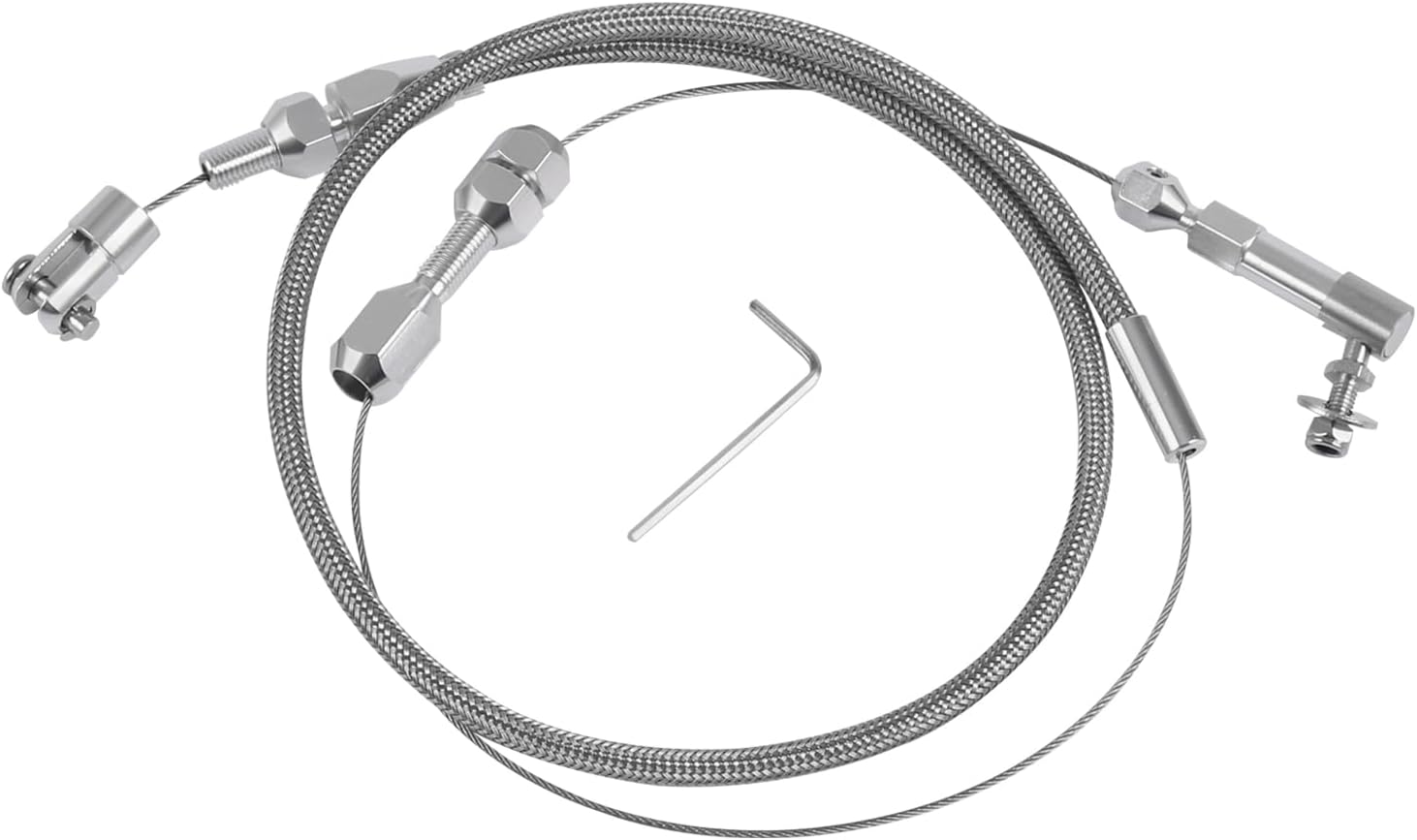 Kit de bloqueo de cubierta trenzada de acero inoxidable de 24 pulgadas con montaje de aluminio y virola, cables de acelerador de repuesto automotriz