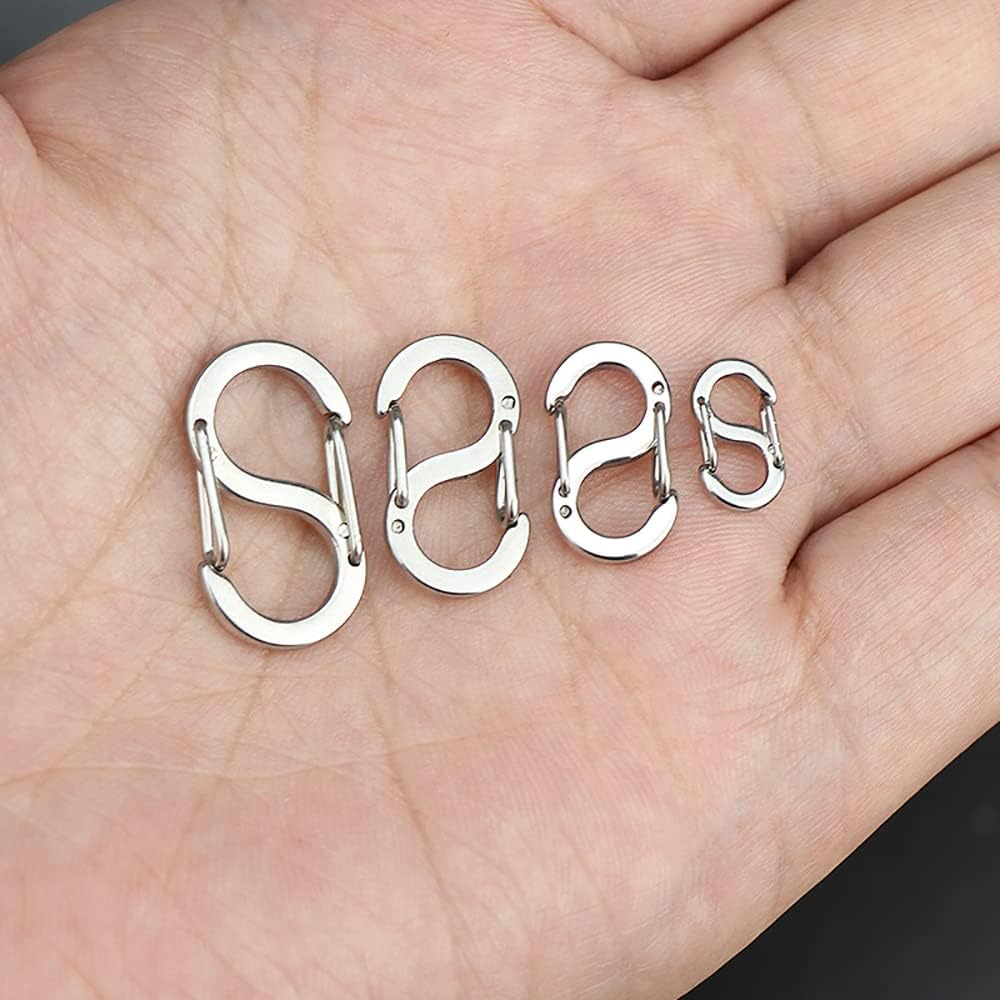 Titanium Carabiner Clips 6PCS Dual Snap Hook Small Keychain Spring Clasps for Camping Fishing Hiking Keychain Accessories