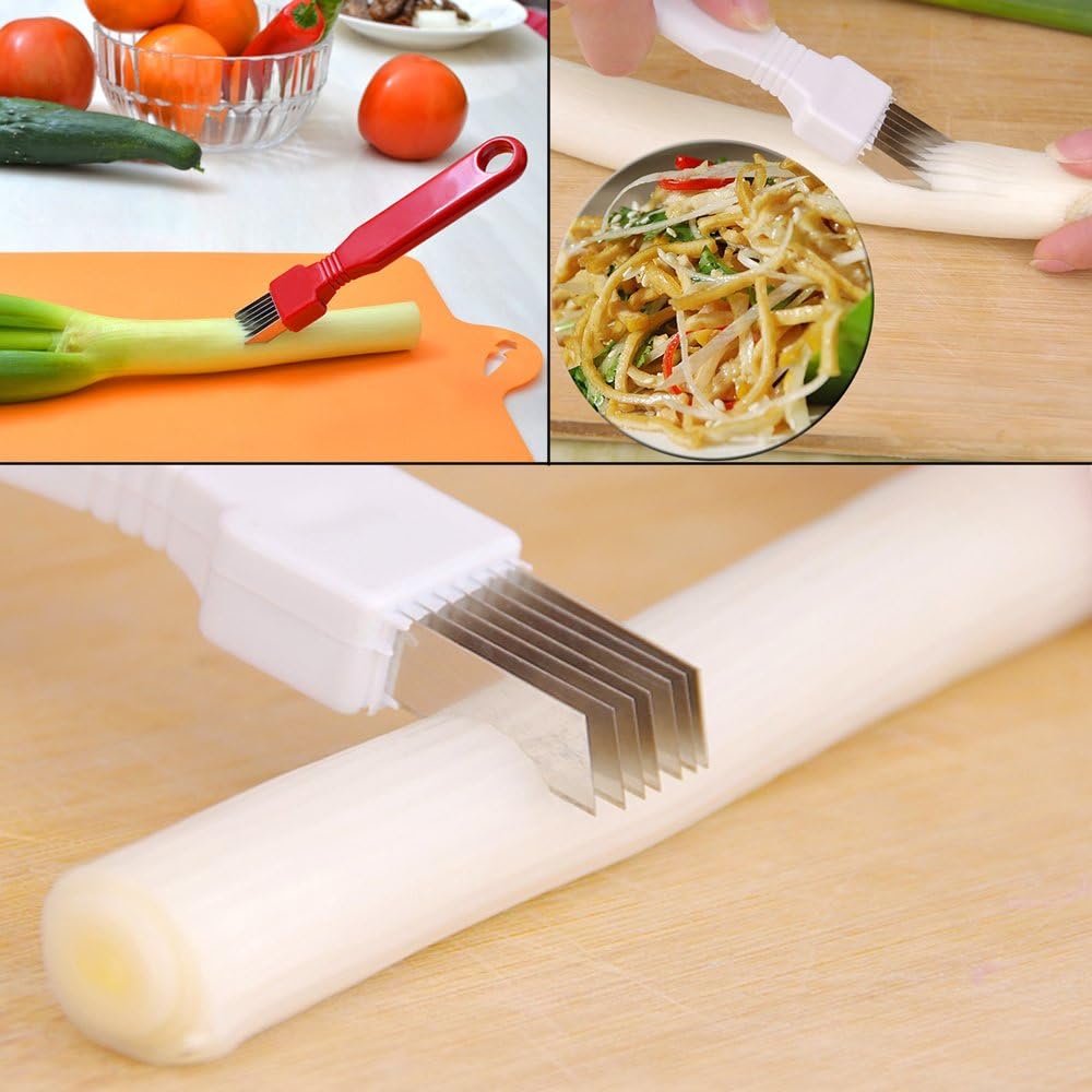 Cortador de cebolleta, cortador de verduras, cortador de verduras, cuchilla de acero inoxidable, rebanada de cubiertos, herramienta de cocina