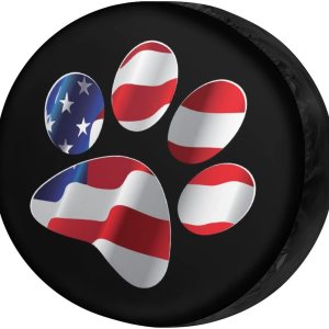 Foruidea Paws – Cubierta de neumático de repuesto con bandera estadounidense a prueba de polvo, para remolque, RV, SUV y muchos vehículos de 13 Foruidea Paws – Cubierta de neumático de repuesto con bandera estadounidense a prueba de polvo, para remolque, RV, SUV y muchos vehículos de 13