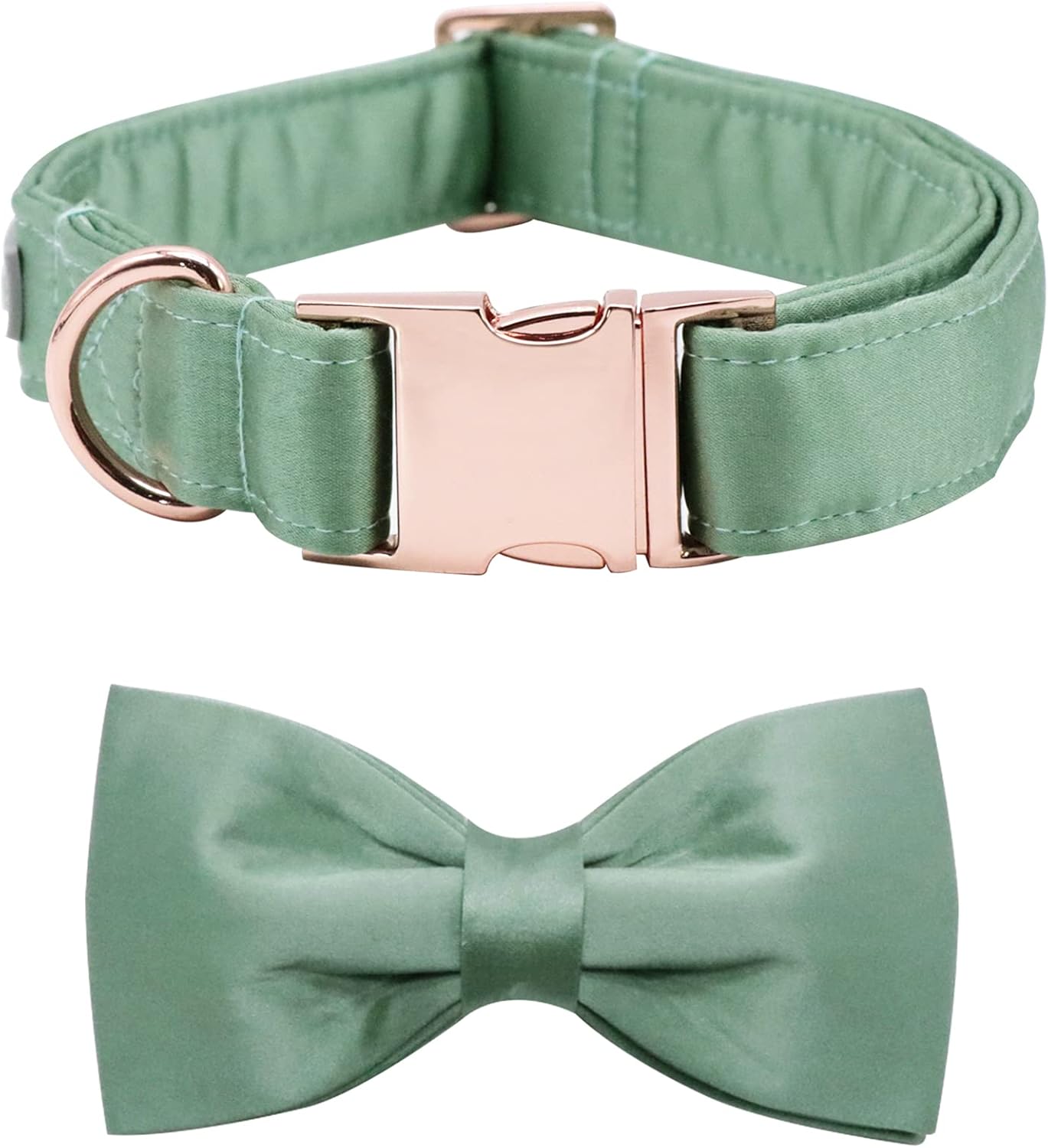 Lionet Paws Collar de perro con pajarita, cómodo collar de seda verde para perro con pajarita desmontable para cachorros y gatos, cuello de 8 a 12