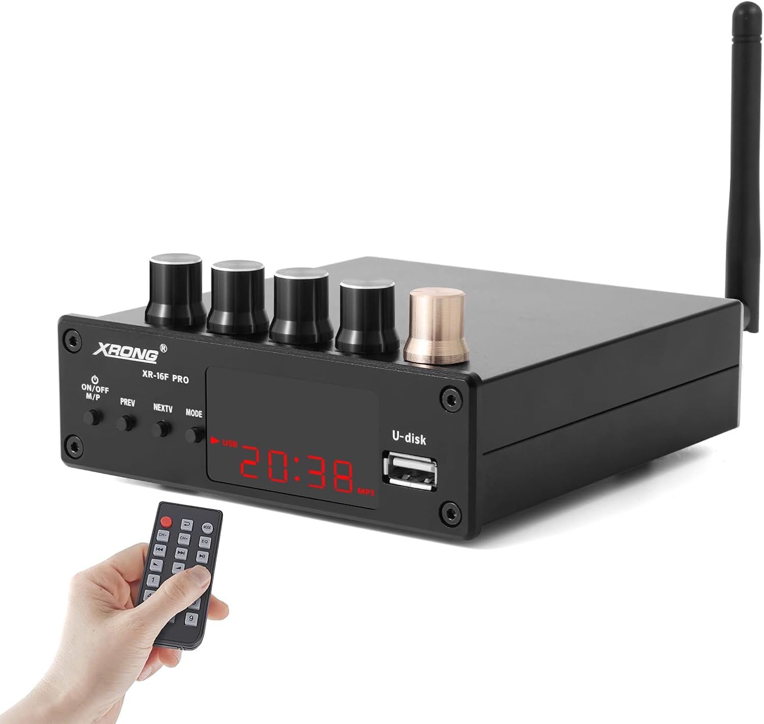 Amplificador de potencia Bluetooth 5.1 100Wx2+100W estéreo HiFi 2.1 CH Amplificador de sonido digital 24Bit192kHz Clase D Amp USB DAC, soporte de