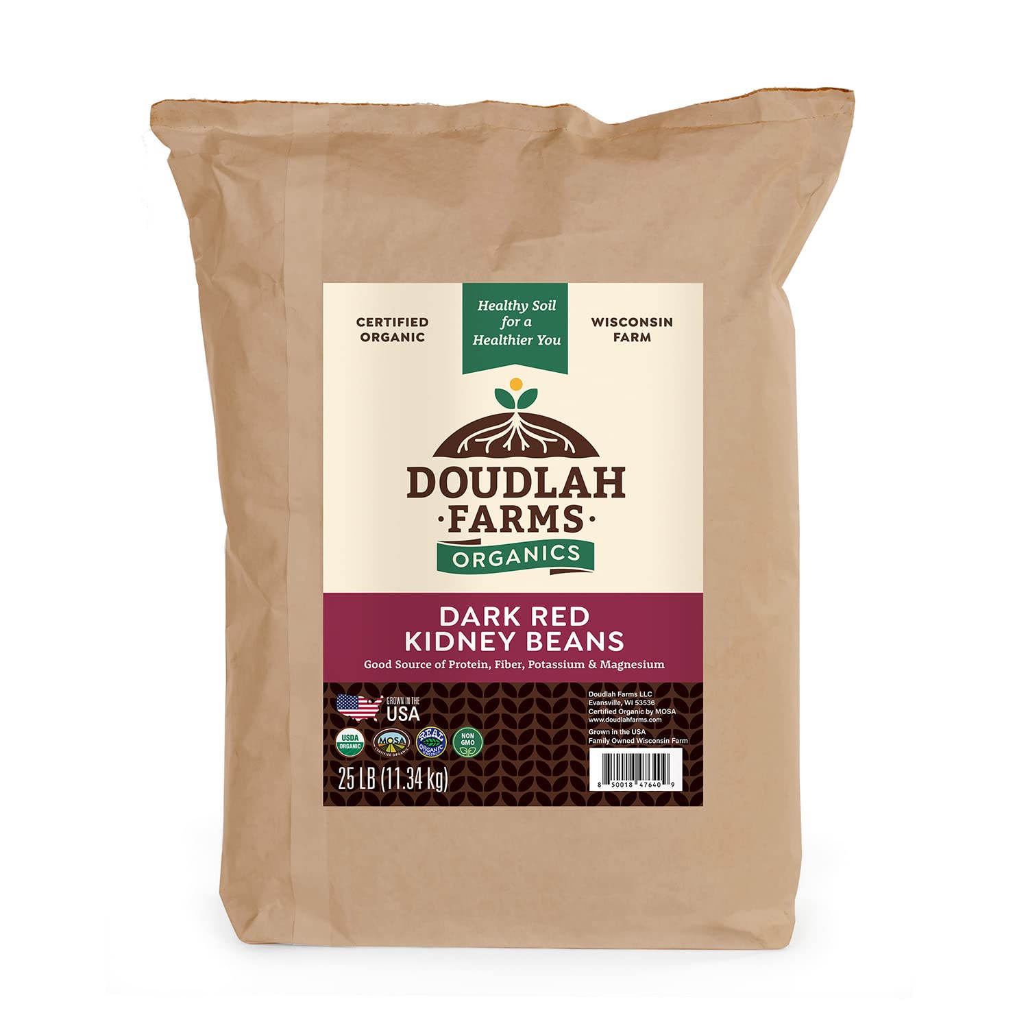 Doudlah Farms – Frijoles orgánicos secos de color rojo oscuro de 25 libras a granel – Cultivados a partir de suelo regenerativo  Veganos, sin OMG,