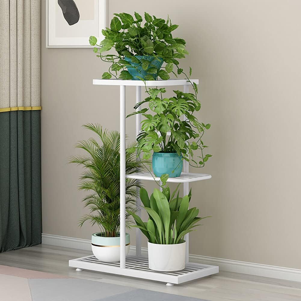 Soporte de metal para plantas de 3 niveles para plantas de interior y exterior, soporte alto para macetas de flores, estante para plantas, estante