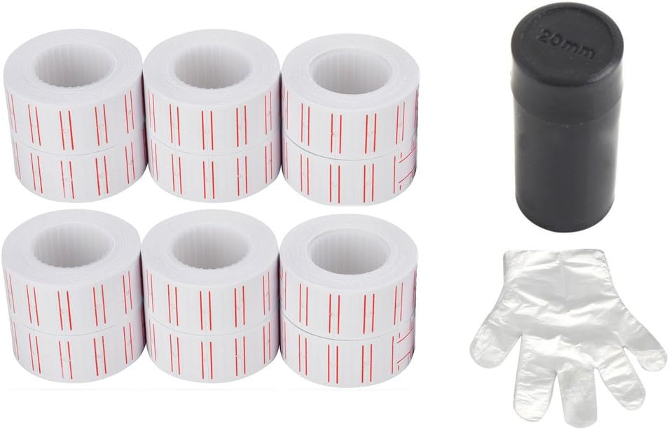 MFLABEL 12 Rollos 7200pcs Etiquetas Blancas Precio Pistola para Mx-5500