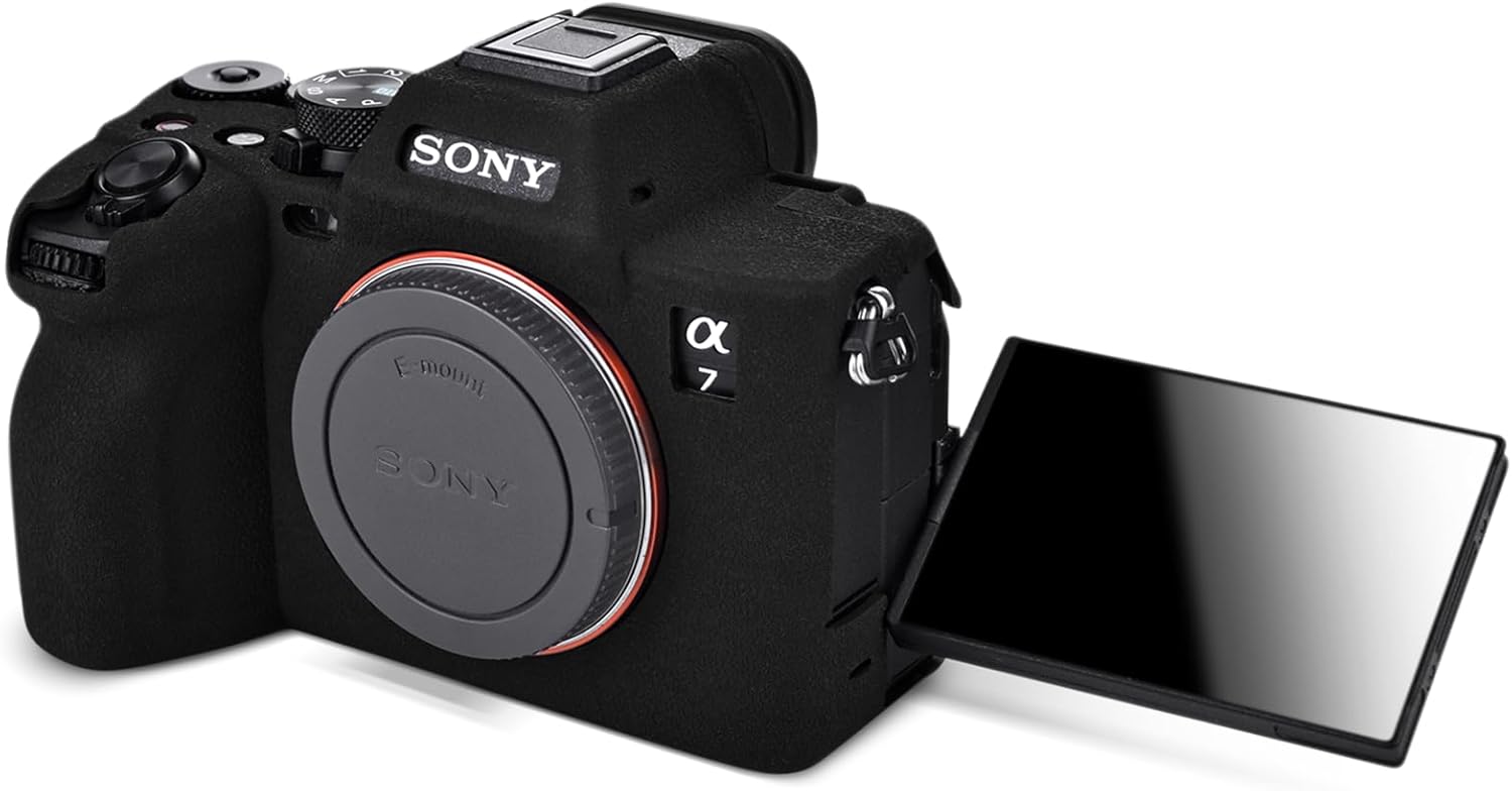 Rieibi Alpha 7 IV Cámara Caso, Funda Protectora De Silicona Suave Para Sony A7 IV Cámara Digital, Cubierta Ligera Para Sony A7IV A7I V A7M4 – Negro