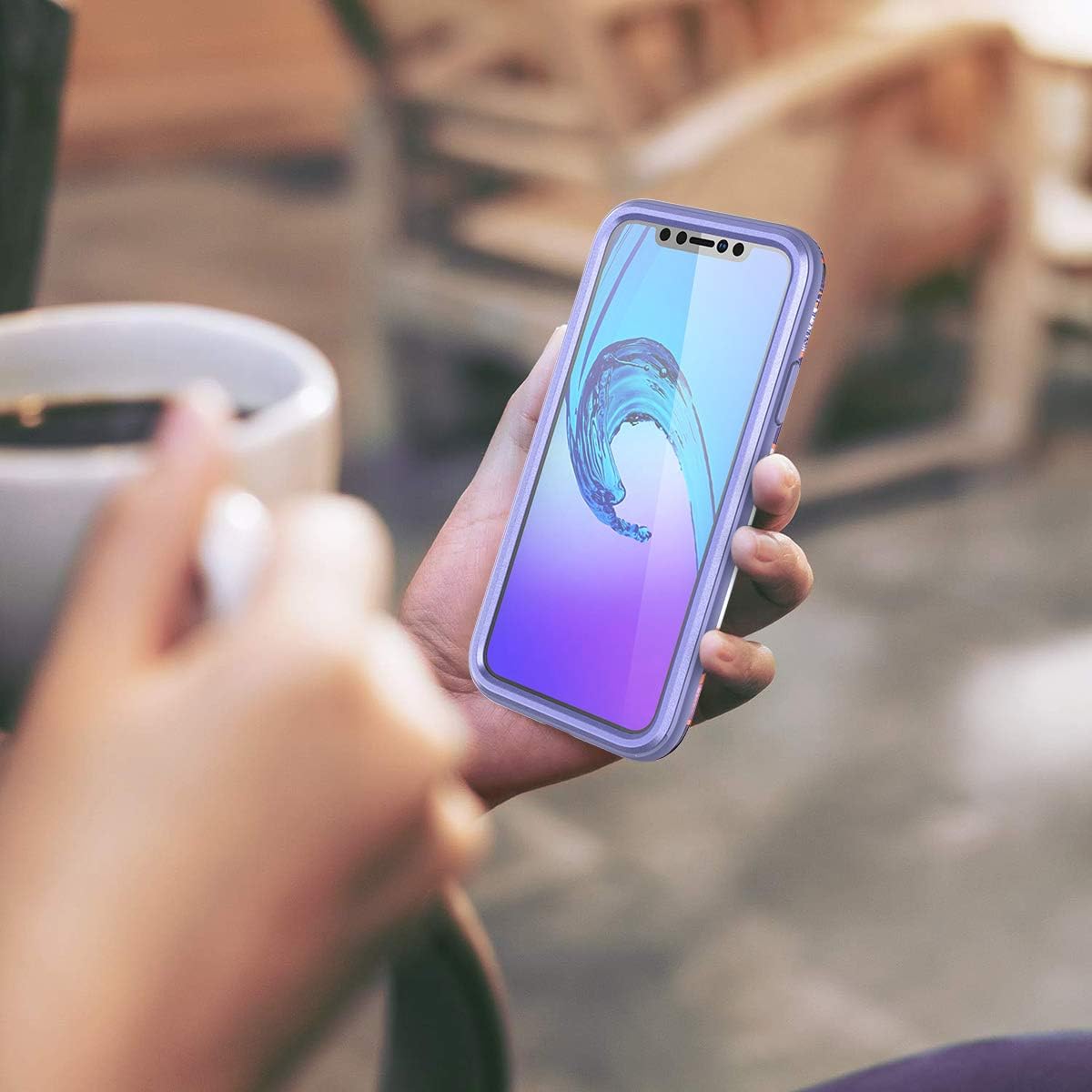 SURITCH Funda para iPhone XR, Protector de pantalla integrado Protección híbrida de cuerpo completo, doble capa de silicona suave a prueba de