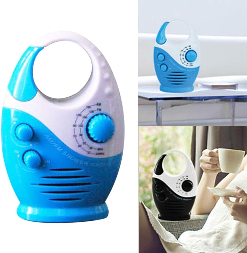 Radio de ducha, 3 V 0.5 W, volumen ajustable, para ducha AM FM, altavoz portátil impermeable, altavoces de ducha para baño, radio inalámbrica con