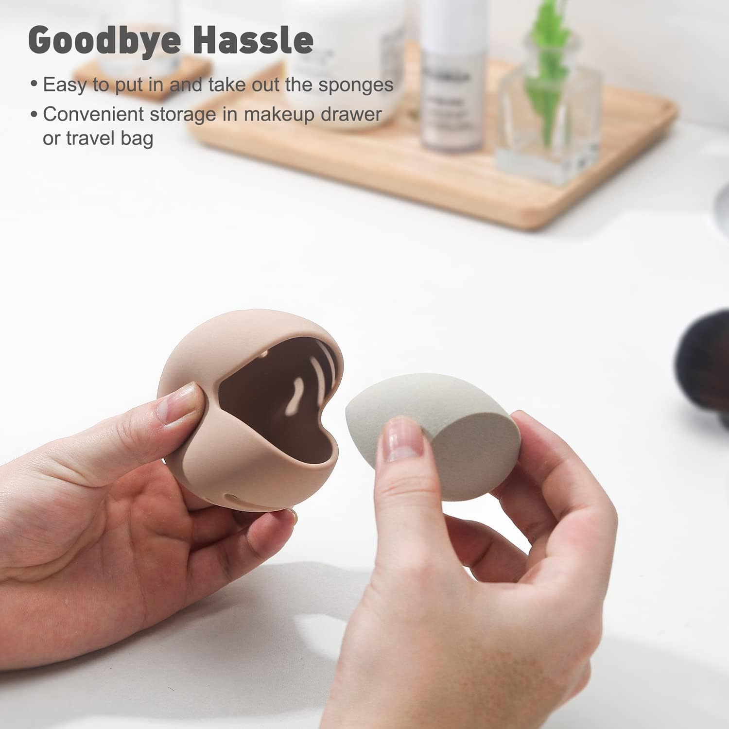 BEZOX Esponja de maquillaje con soporte, licuadora facial sin látex con estuche de silicona de alta calidad para mezclar bases líquidas, cosméticos,