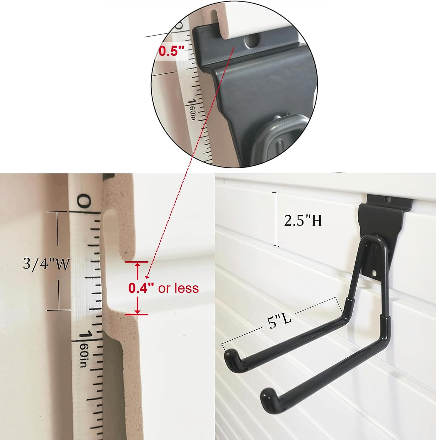 Slatwall – Ganchos para colgar en la pared, accesorios de Slatwall para garaje, ganchos y ganchos de varios tamaños, paquete de 14