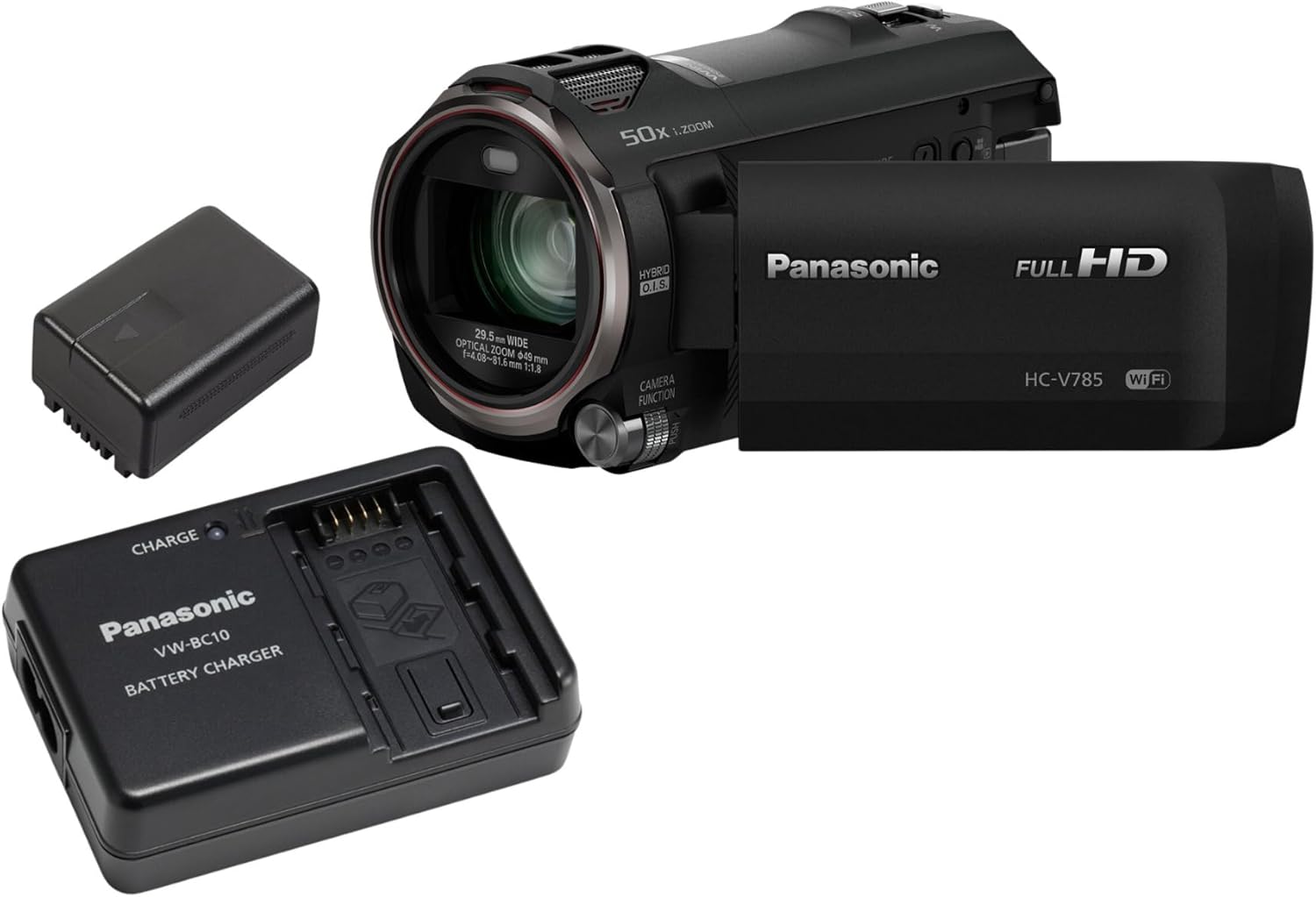 Panasonic HC-V785K Videocámara Full HD con zoom óptico de 50x y estabilización de imagen, videocámara compacta de grado profesional para videógrafos