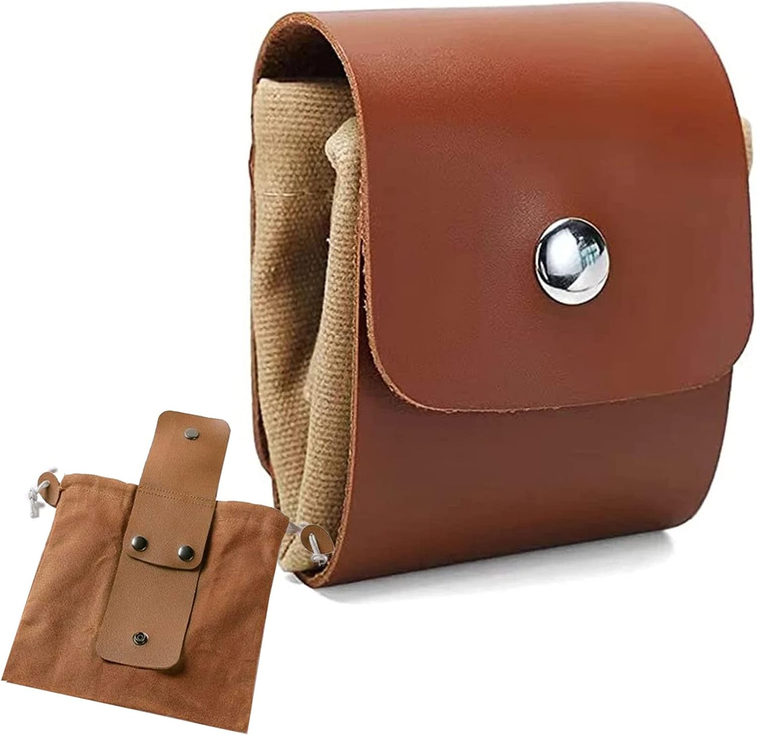 Bushcraft – Bolsa de cuero para cinturón para hombre, bolsa de forraje con lona encerada para viajes, camping, senderismo y equipo de mochilero