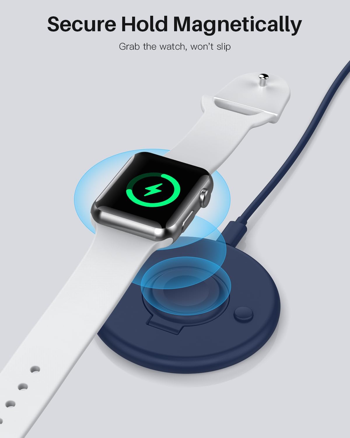 Diseñado para cargador de Apple Watch, cargador magnético portátil para iWatch con cable de carga, soporte de cargador plegable de reloj rápido para