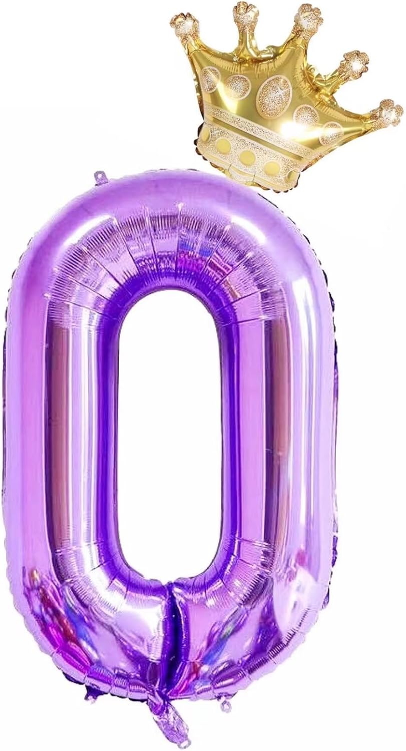 Globos morados del número 60 de 40 pulgadas con corona, globos de cumpleaños 60 para hombres y mujeres, decoraciones de cumpleaños de 60 pulgadas,