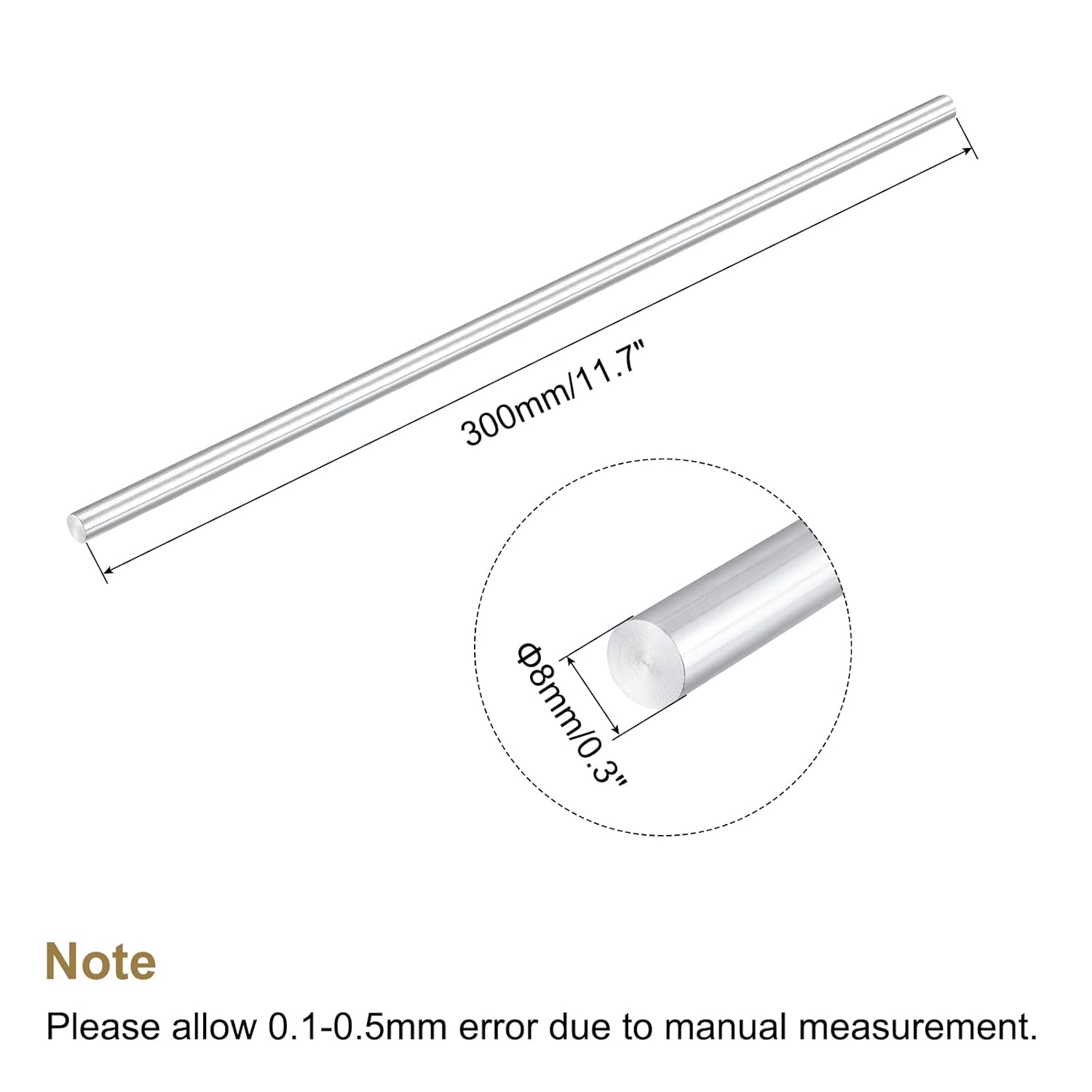 MECCANIXITY Varilla redonda de aluminio macizo de 0.315 in de diámetro y 11.811 in de longitud, para manualidades, paquete de 1