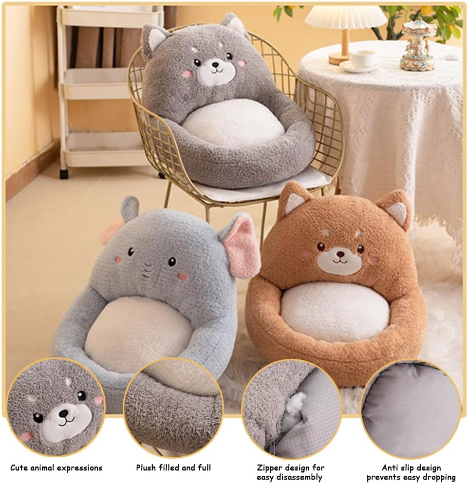Cojines Kawaii para silla de interiores, cómodos cojines de felpa con respaldo, cojín antideslizante para silla de oficina, cojín tatami para silla