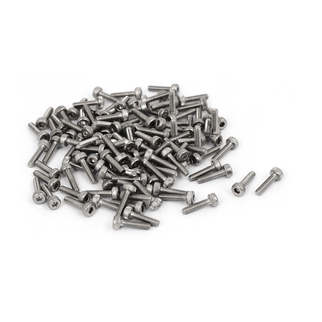 uxcell M2 x 0.315 in 0.016 in Paso 304 Tornillo de cabeza hexagonal de acero inoxidable DIN912 120pcs