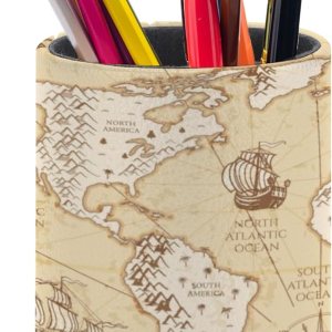 XUWU Portalápices con mapa del mundo vintage, organizador de lápices, lindo vaso para lápices, decoración de escritorio, soporte para brochas de XUWU Portalápices con mapa del mundo vintage, organizador de lápices, lindo vaso para lápices, decoración de escritorio, soporte para brochas de