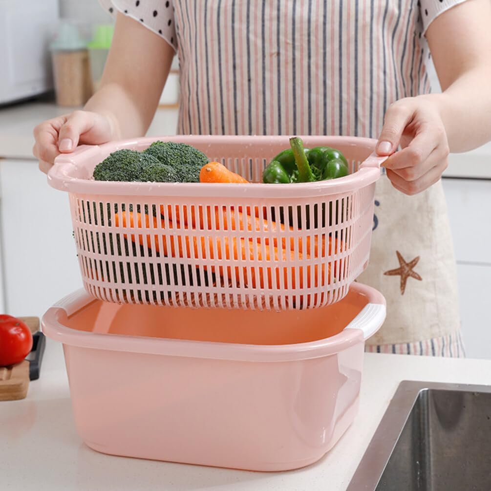 BESTonZON Cesta de lavado de verduras, juego de tazones de colador de cocina, cesta de lavado de frutas, coladores de frutas, coladores de plástico