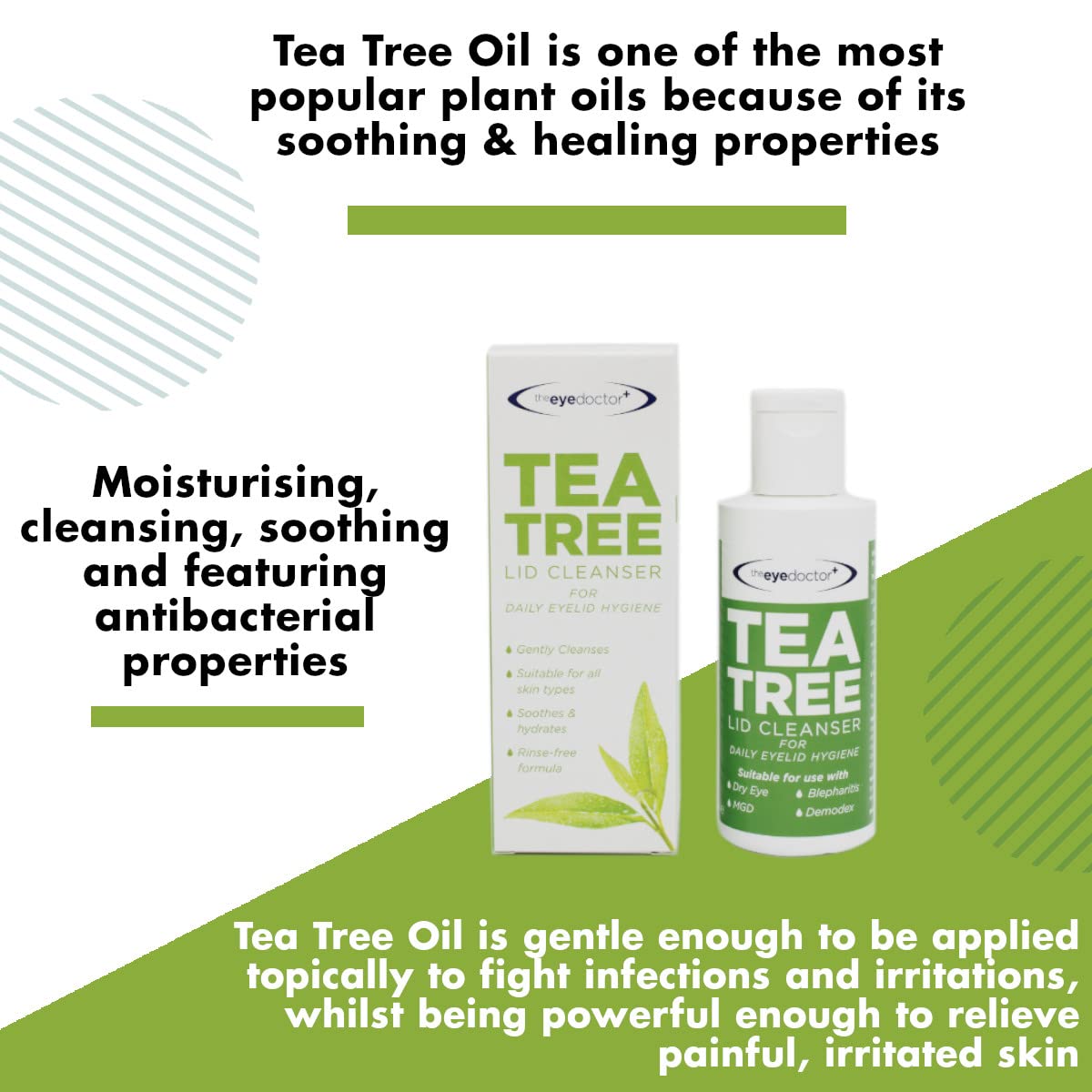 The Eye Doctor Limpiador de tapa de árbol de té, 3.4 fl oz, higiene diaria de párpados, elimina desechos y maquillaje pestañas de párpados –