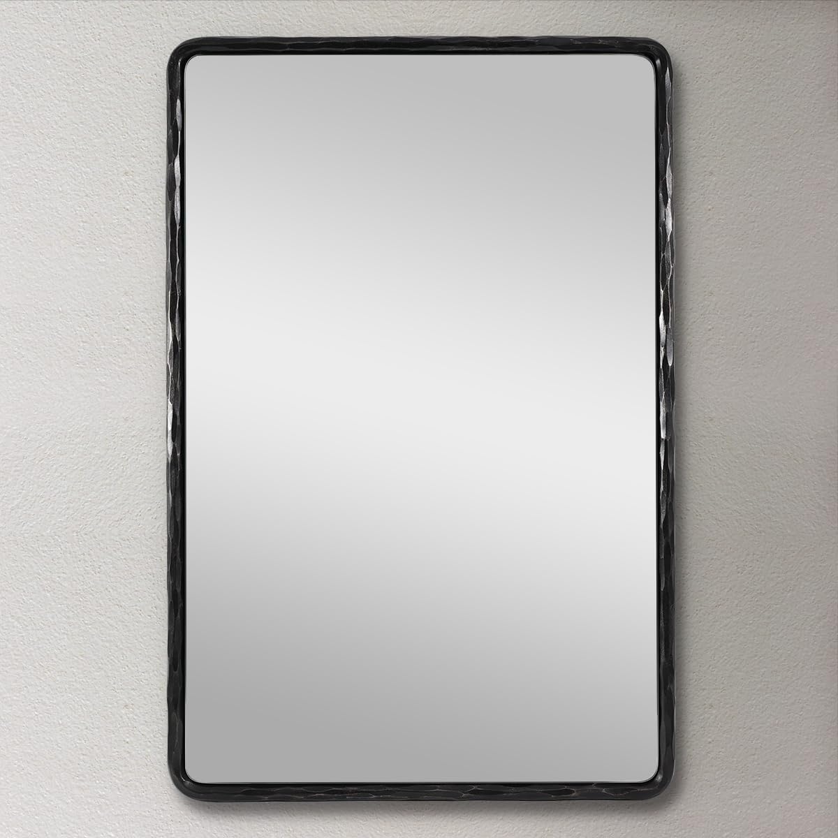 ANDY STAR Espejo de baño negro forjado a mano para pared, 24 x 36 pulgadas, marco de metal sólido vintage, espejo de tocador de baño, espejo de
