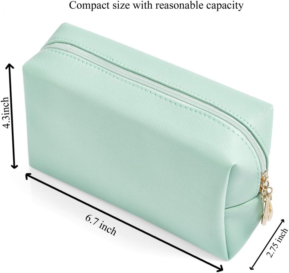 Sohynca Bolsa de cosméticos de piel sintética para mujer, bolsa de maquillaje minimalista para uso diario, bolsa de almacenamiento portátil, pequeña