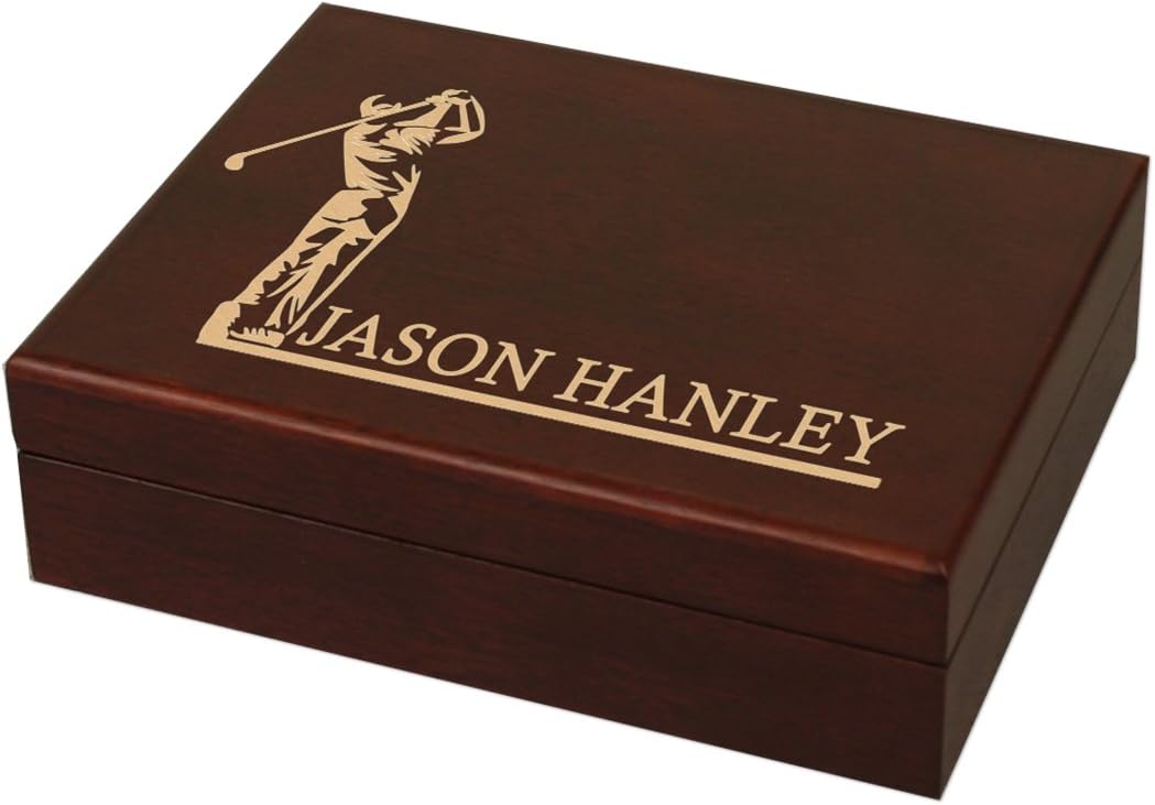 DA VINCI Caja personalizada de madera de caoba para pelotas de golf con espacio para 12 bolas