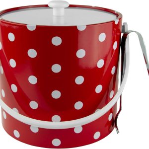 Cubo de hielo aislado de 3 cuartos de galón de doble pared rojo y blanco hecho a mano en Estados Unidos con pinzas para hielo (colección de lunares) Cubo de hielo aislado de 3 cuartos de galón de doble pared rojo y blanco hecho a mano en Estados Unidos con pinzas para hielo (colección de lunares)