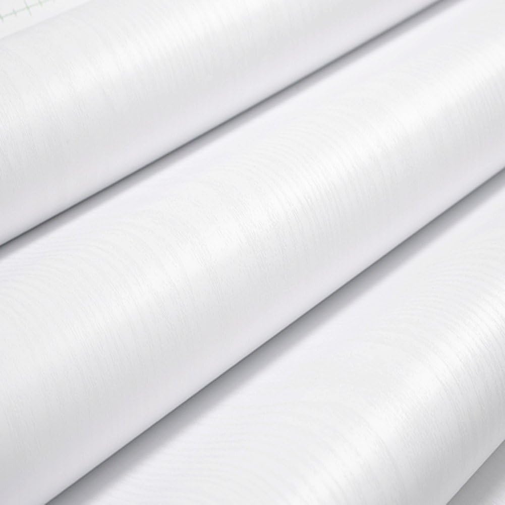 BESTERY Pegatinas de papel adhesivo de grano de madera blanca gruesa para muebles, papel pintado de PVC para armarios, estanterías, papel de 24 x