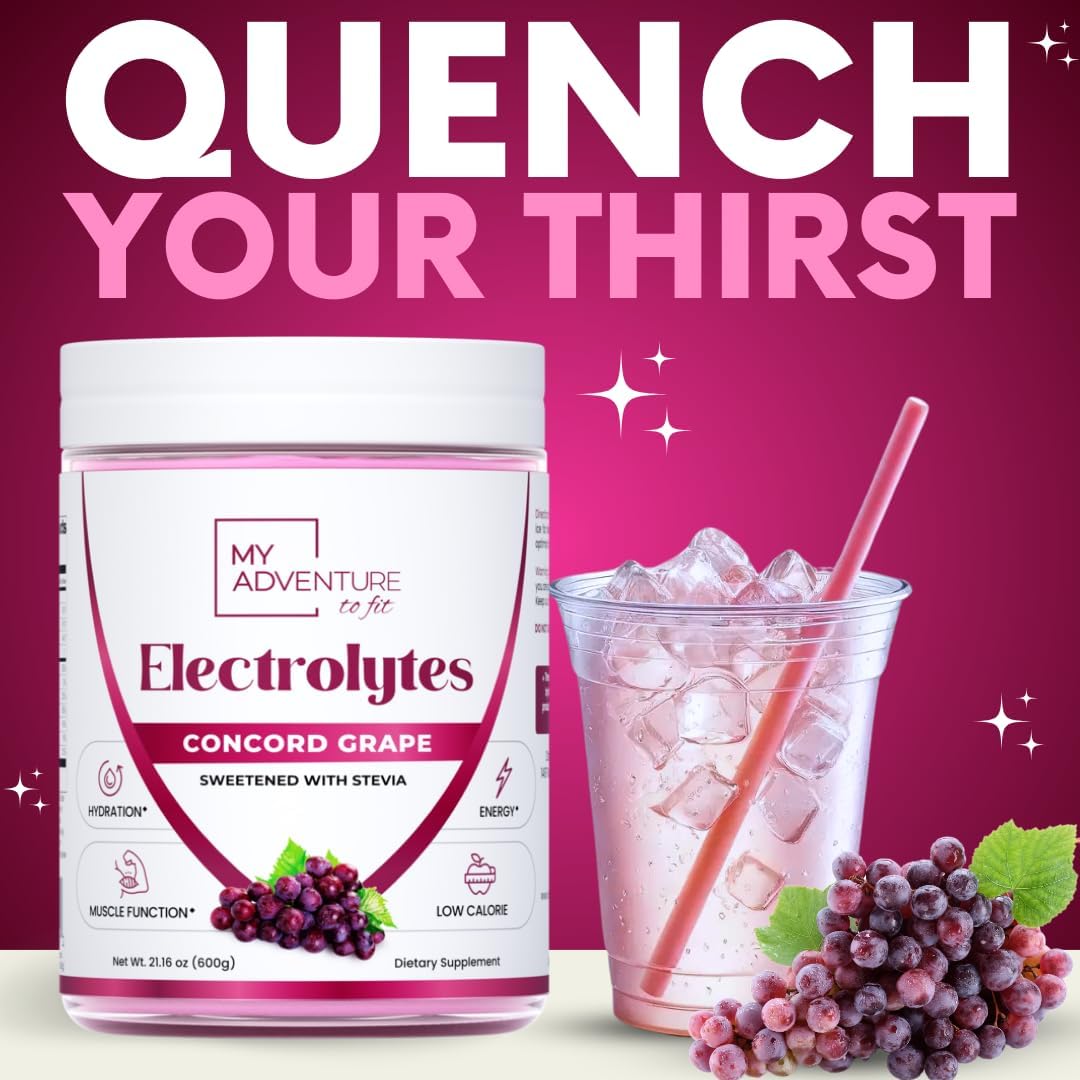 Zero Sugar – Polvo de electrolitos de uva Concord – Mezcla de hidratación refrescante – Energía sin cafeína con todos los ingredientes naturales –