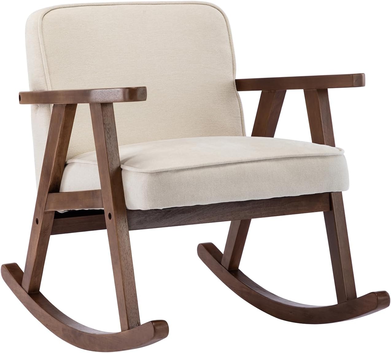 Mecedora, sillas decorativas modernas de mediados de siglo, cómoda silla tapizada con brazo deslizante con madera maciza para sala de estar,