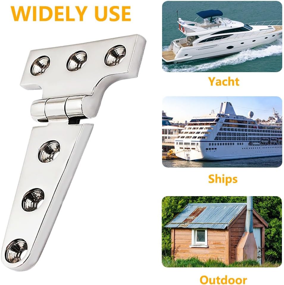 Plowatxi Bisagra de fundición de barco en forma de T, acero inoxidable 316, bisagra de puerta de hardware marino resistente para lancha, yate, 4 x 2