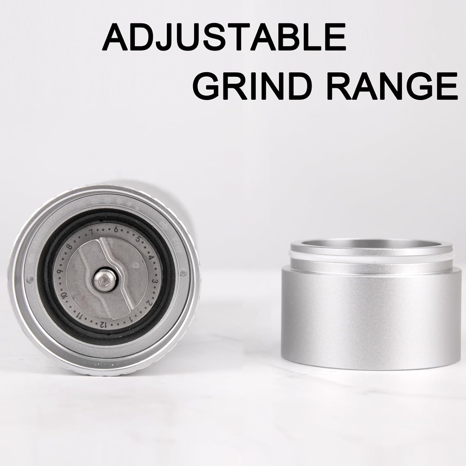 Molinillo de sal de grado profesional, molino de sal resistente, molino de sal manual de aluminio recargable con grosor ajustable y hoja de cerámica