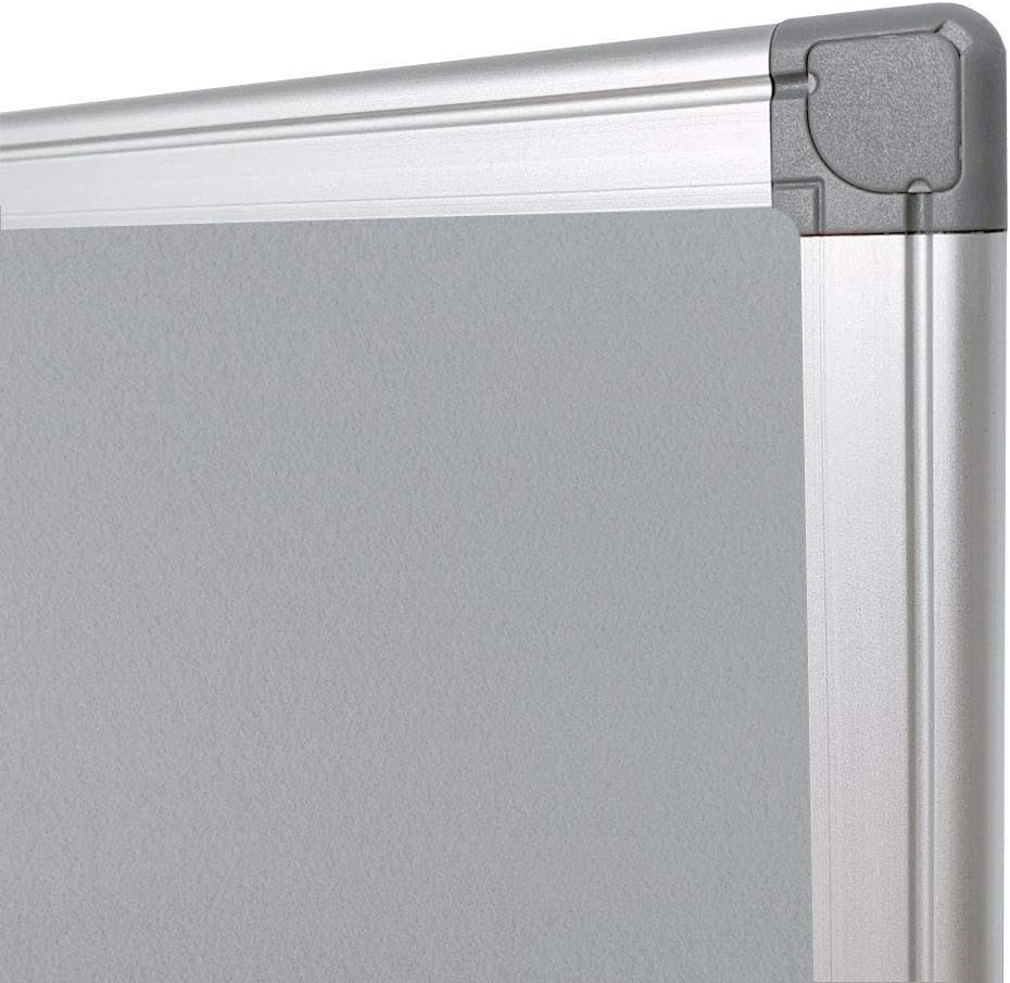 Tablero de anuncios, tablón de anuncios, tablero de mensajes, tablero de tela, tablero de notas, tablero de fieltro, gris, 36 x 48 pulgadas, marco