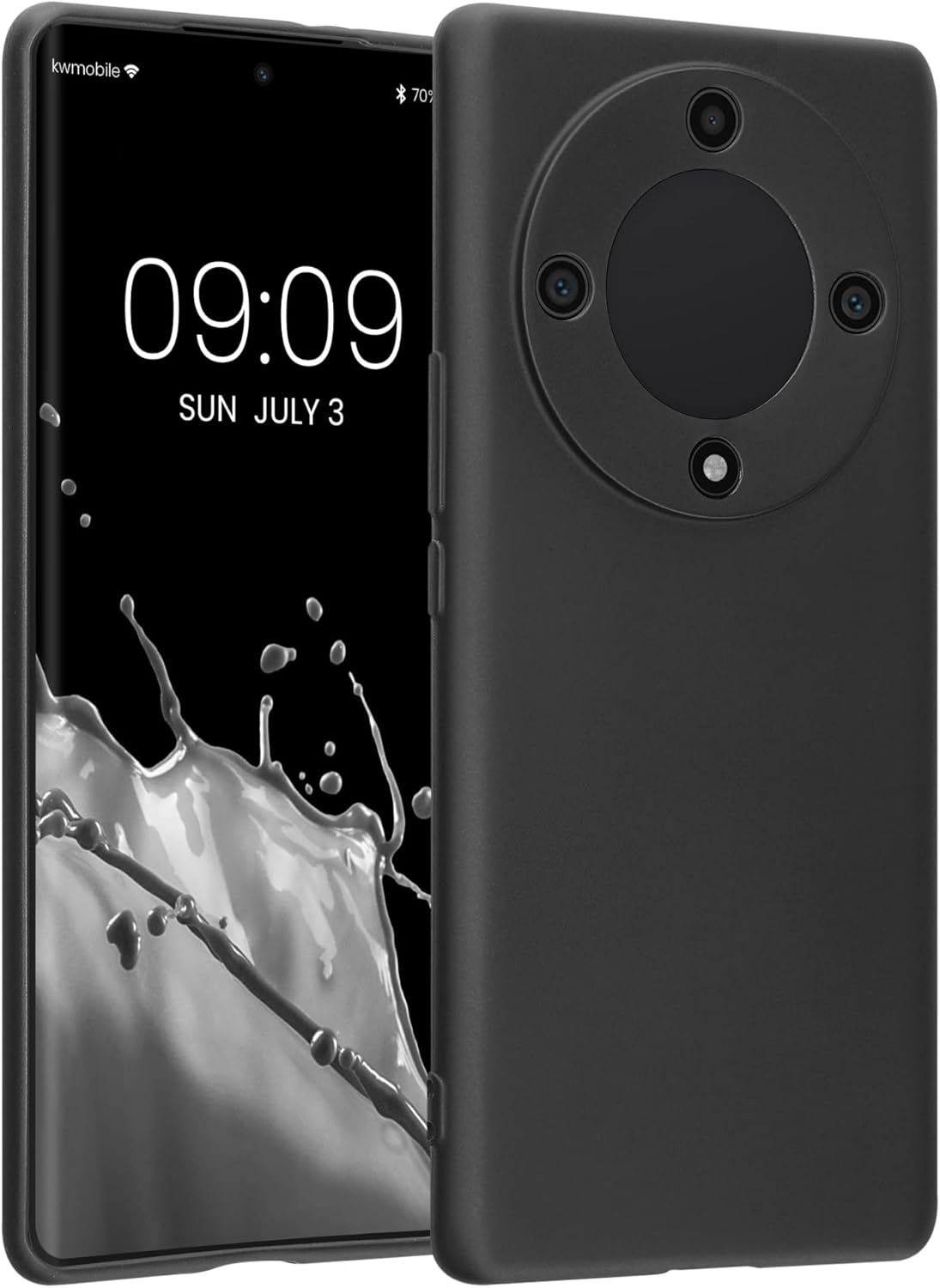 kwmobile Funda compatible con Honor Magic5 Lite 5G – Funda trasera de TPU suave – con aspecto metálico – Gris metálico
