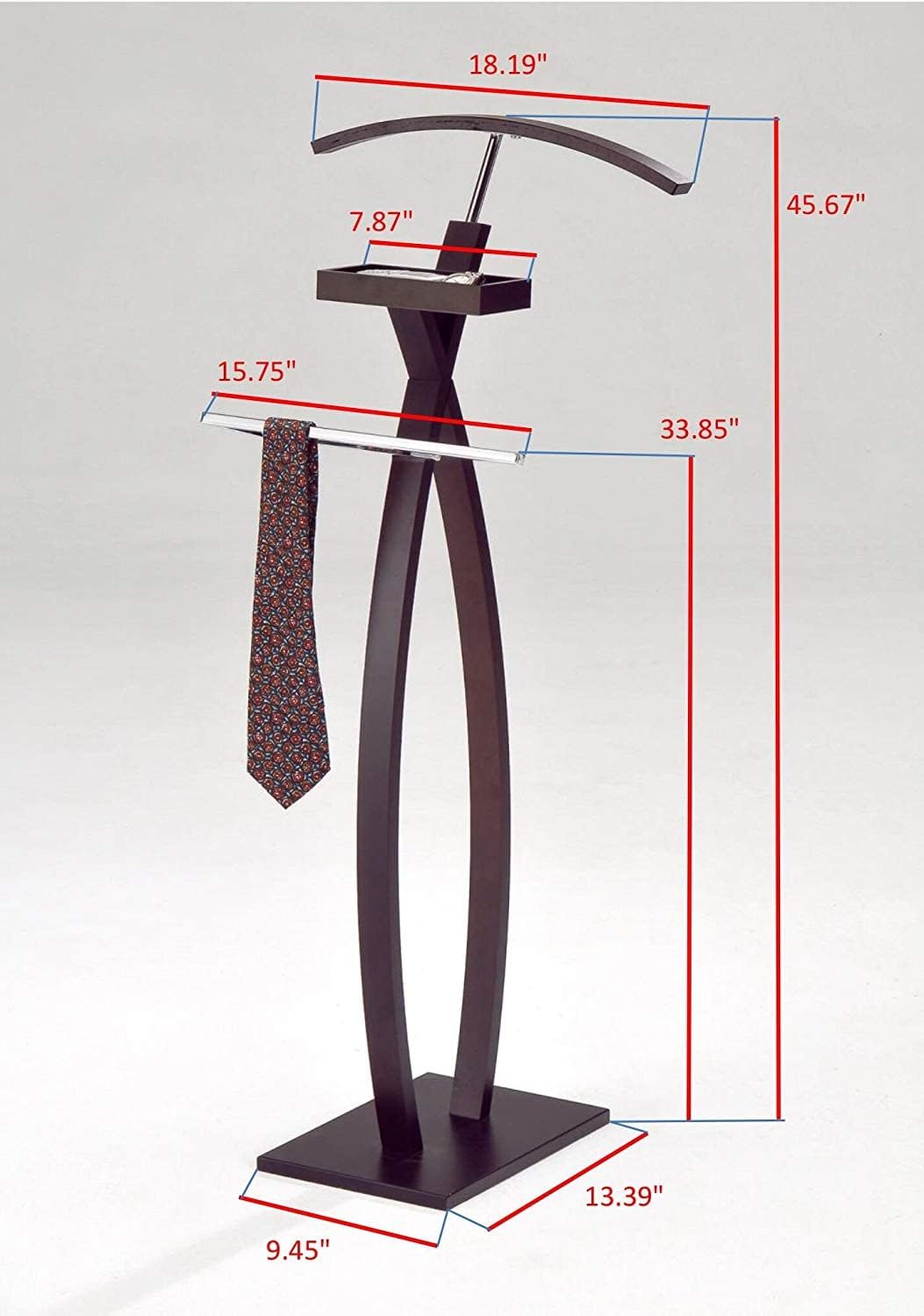 KB Designs – Soporte moderno de maderametal para corbata, organizador de ropa, nogal