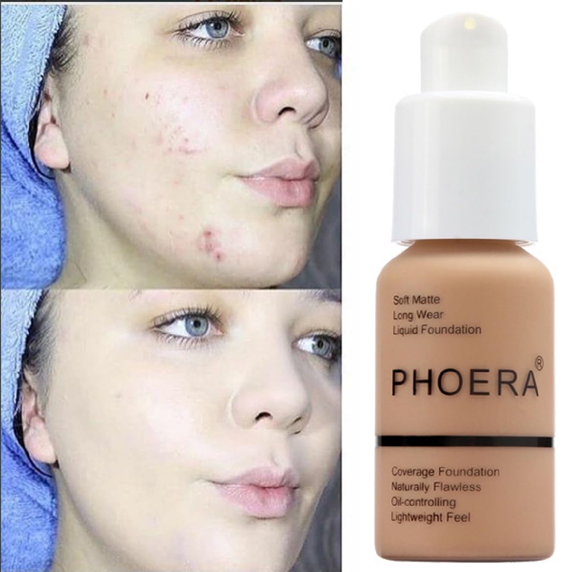 PHOERA – Base líquida mate suave y impecable de 24 horas, corrector de control de aceite, maquillaje (1 unidad-104 – beige pulido)