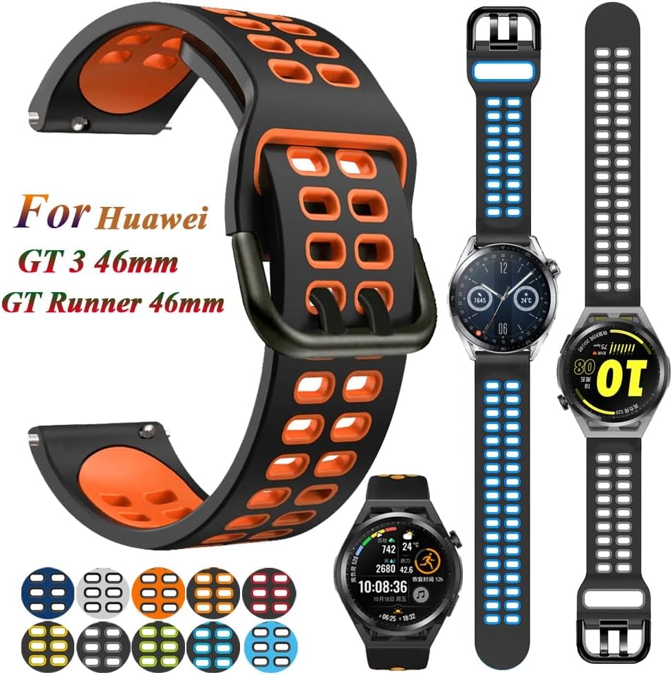 VBWVA Correa de silicona para Huawei Watch GT 3 1.811 in correas GT2 GT3 GT Runner 1.811 in pulsera compatible con la mayoría de correas de reloj de