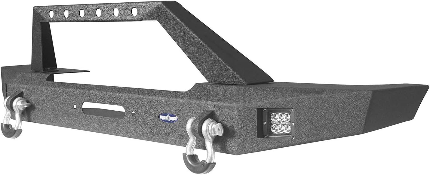 Hooke Road Parachoques delantero de acero para Jeep XJ con placa de cabrestante compatible con Jeep Cherokee XJ 1984-2001