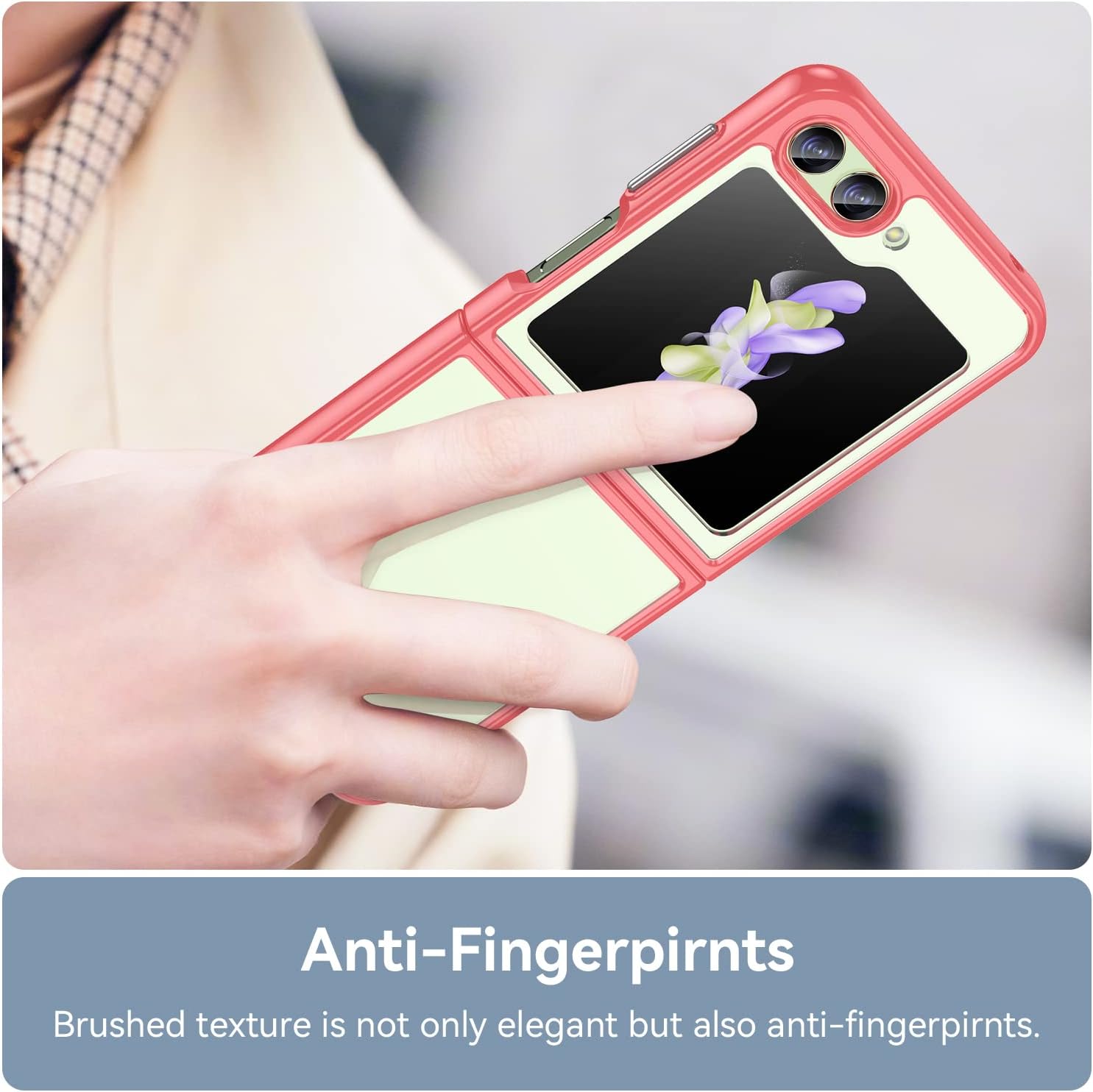Funda para Samsung Galaxy Z Flip 5 5G Acrílico transparente + TPU Funda protectora transparente sin amarillamiento (rojo)