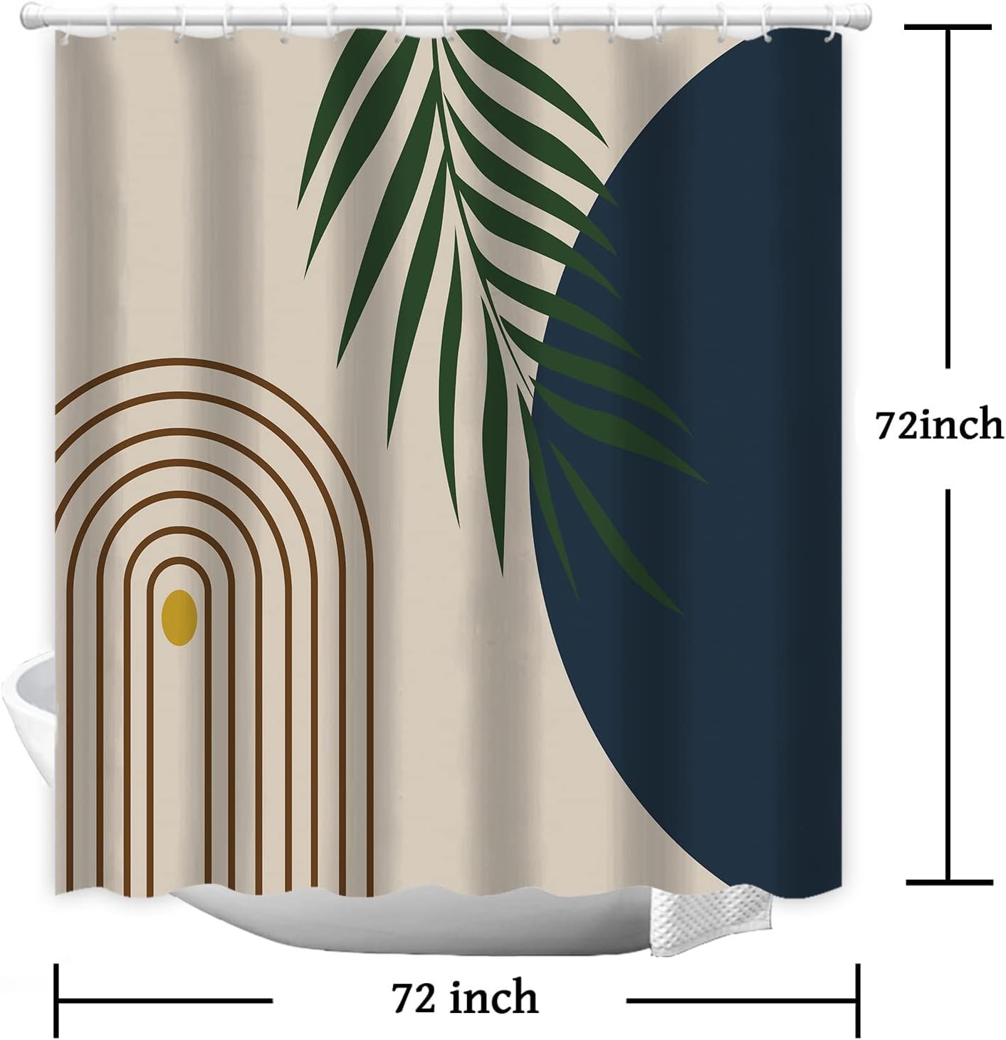 Cortina de ducha bohemia abstracta de mediados de siglo, moderna y estética, decoración de baño, con hojas y plantas, juego de cortina de baño