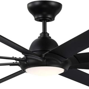 Hydra – Ventilador de techo inteligente de 8 aspas para interiores y exteriores, 80 pulgadas, color negro mate con kit de luz LED de 3000 K y Hydra – Ventilador de techo inteligente de 8 aspas para interiores y exteriores, 80 pulgadas, color negro mate con kit de luz LED de 3000 K y