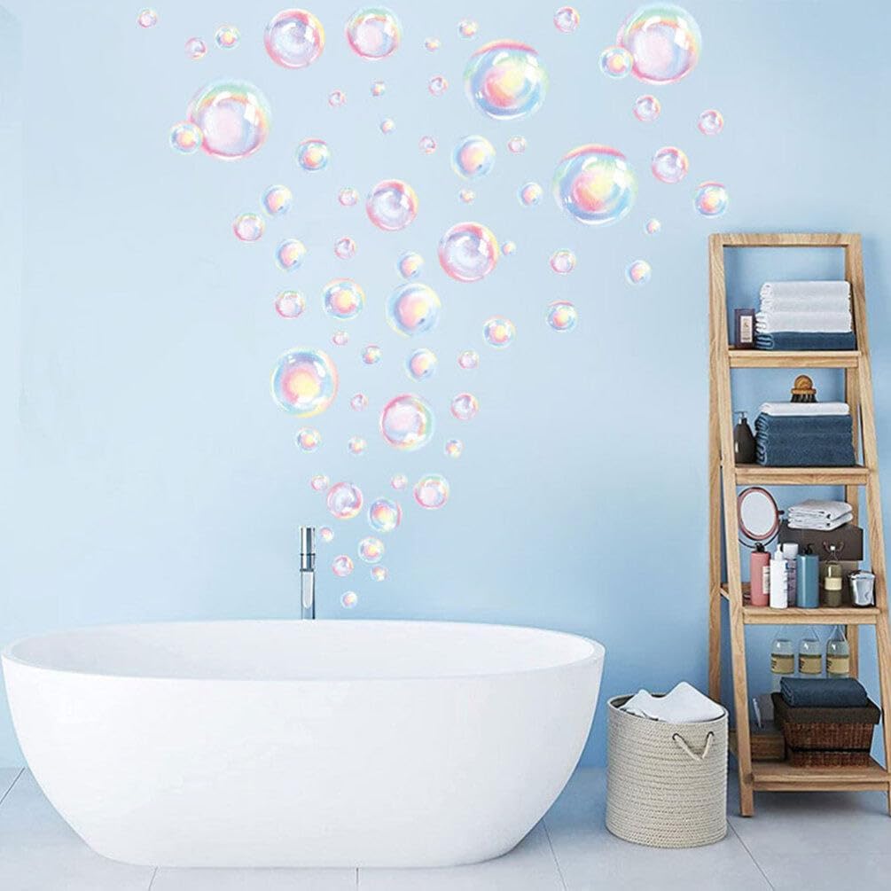VOSAREA Calcomanías de pared de burbujas para baño, calcomanías de océano bajo el mar, decoración artística de pared de burbujas de vinilo para